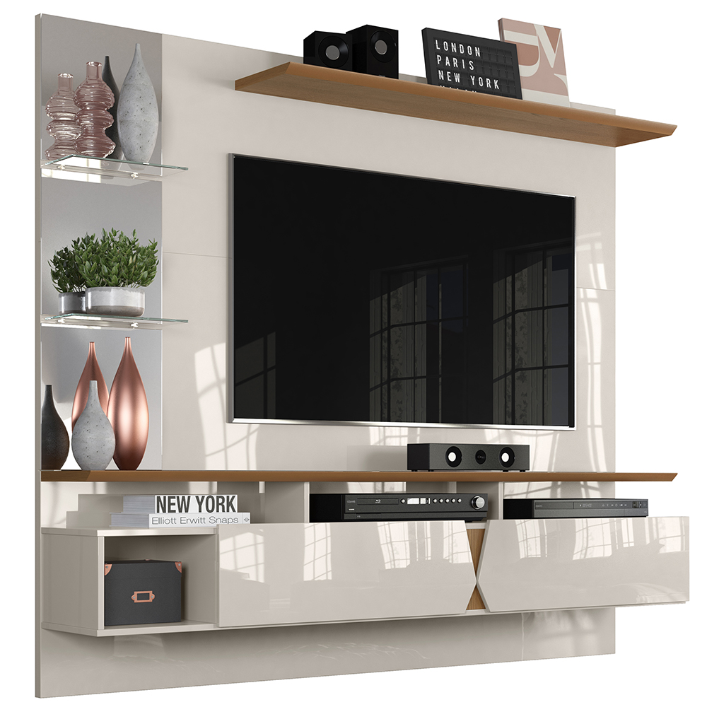 Zoom Painel Home Intense Lukaliam  p/Tv 55¨ Off White Damasco